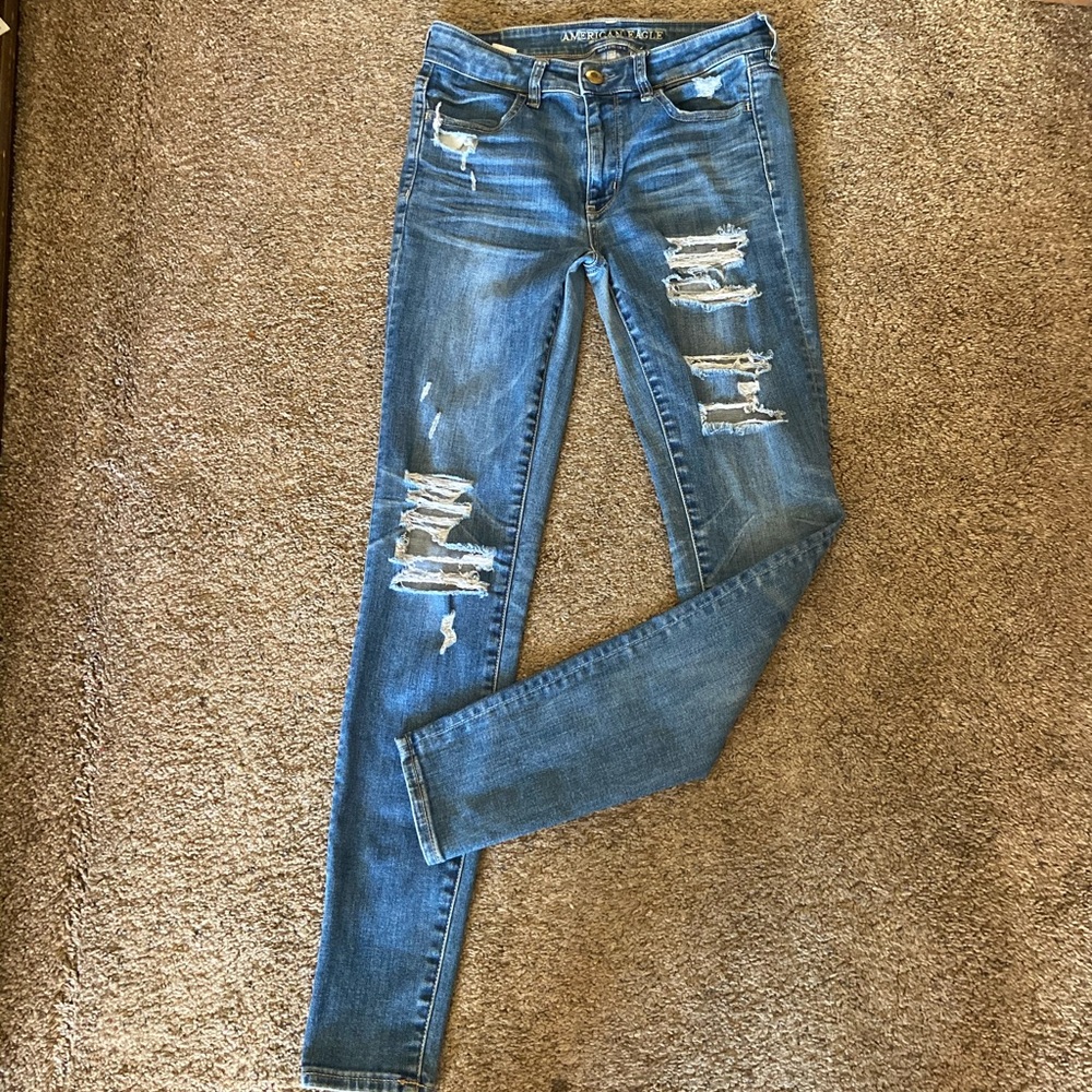 American Eagle High Rise Legging jeans distressed